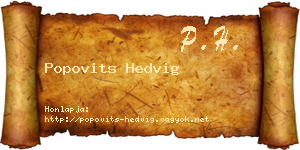 Popovits Hedvig névjegykártya